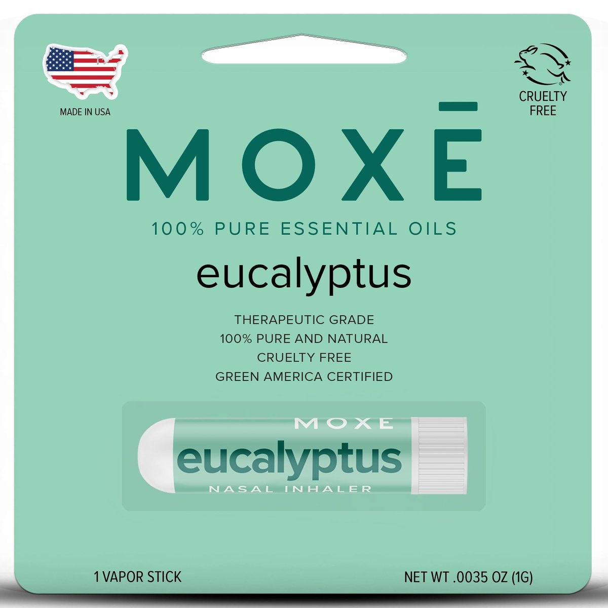 MOXĒ Eukalyptus-Öl Naseninhalator, Sinus- & Stauungslinderung, tägliche Entspannung, Stressabbau, therapeutische Aromatherapie ohne Schmutz, rein und natürlich, hergestellt in den USA (1 Packung)