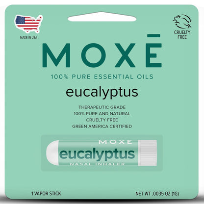 MOXĒ Eukalyptus-Öl Naseninhalator, Sinus- & Stauungslinderung, tägliche Entspannung, Stressabbau, therapeutische Aromatherapie ohne Schmutz, rein und natürlich, hergestellt in den USA (1 Packung)