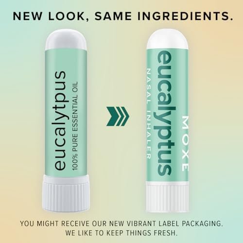 MOXĒ Eukalyptus-Öl Naseninhalator, Sinus- & Stauungslinderung, tägliche Entspannung, Stressabbau, therapeutische Aromatherapie ohne Schmutz, rein und natürlich, hergestellt in den USA (1 Packung)