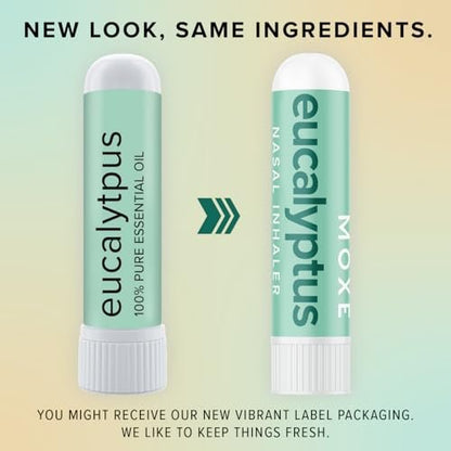 MOXĒ Eukalyptus-Öl Naseninhalator, Sinus- & Stauungslinderung, tägliche Entspannung, Stressabbau, therapeutische Aromatherapie ohne Schmutz, rein und natürlich, hergestellt in den USA (1 Packung)