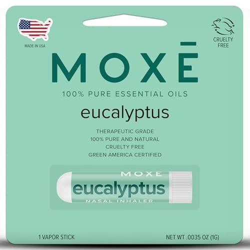 MOXĒ Eukalyptus-Öl Naseninhalator, Sinus- & Stauungslinderung, tägliche Entspannung, Stressabbau, therapeutische Aromatherapie ohne Schmutz, rein und natürlich, hergestellt in den USA (1 Packung)