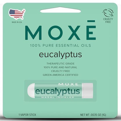 MOXĒ Eukalyptus-Öl Naseninhalator, Sinus- & Stauungslinderung, tägliche Entspannung, Stressabbau, therapeutische Aromatherapie ohne Schmutz, rein und natürlich, hergestellt in den USA (1 Packung)