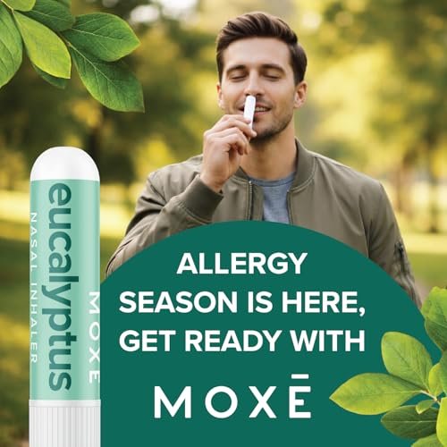 MOXĒ Eukalyptus-Öl Naseninhalator, Sinus- & Stauungslinderung, tägliche Entspannung, Stressabbau, therapeutische Aromatherapie ohne Schmutz, rein und natürlich, hergestellt in den USA (1 Packung)