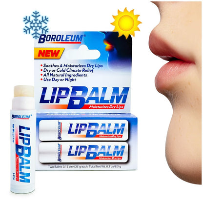 Boroleum Natürlicher Lippenbalsam – Beste Feuchtigkeitspflege für trockene, rissige Lippen | Für Männer, Frauen und Kinder | 2er-Pack à 4,25 g