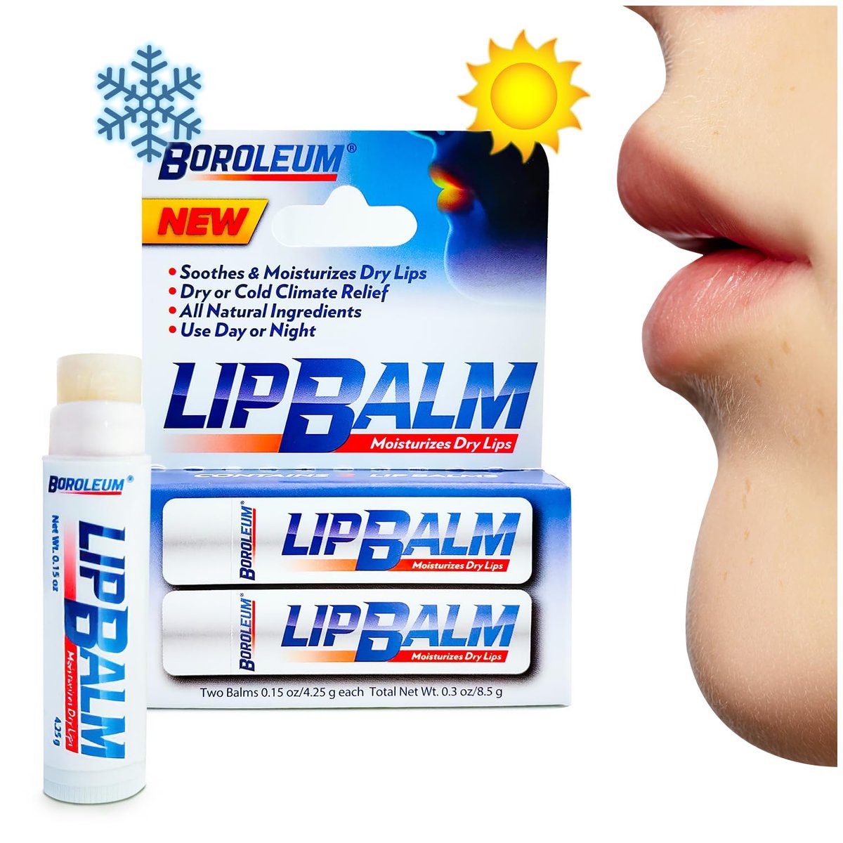 Boroleum Natürlicher Lippenbalsam – Beste Feuchtigkeitspflege für trockene, rissige Lippen | Für Männer, Frauen und Kinder | 2er-Pack à 4,25 g