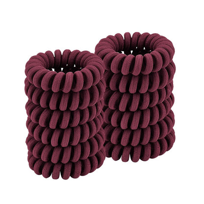 Spiralförmige Haargummis (Stoff Rose, 12 Stück) - Lockenponyhalter für dickes & alle Haartypen, kein Knick Telefonkabel Design