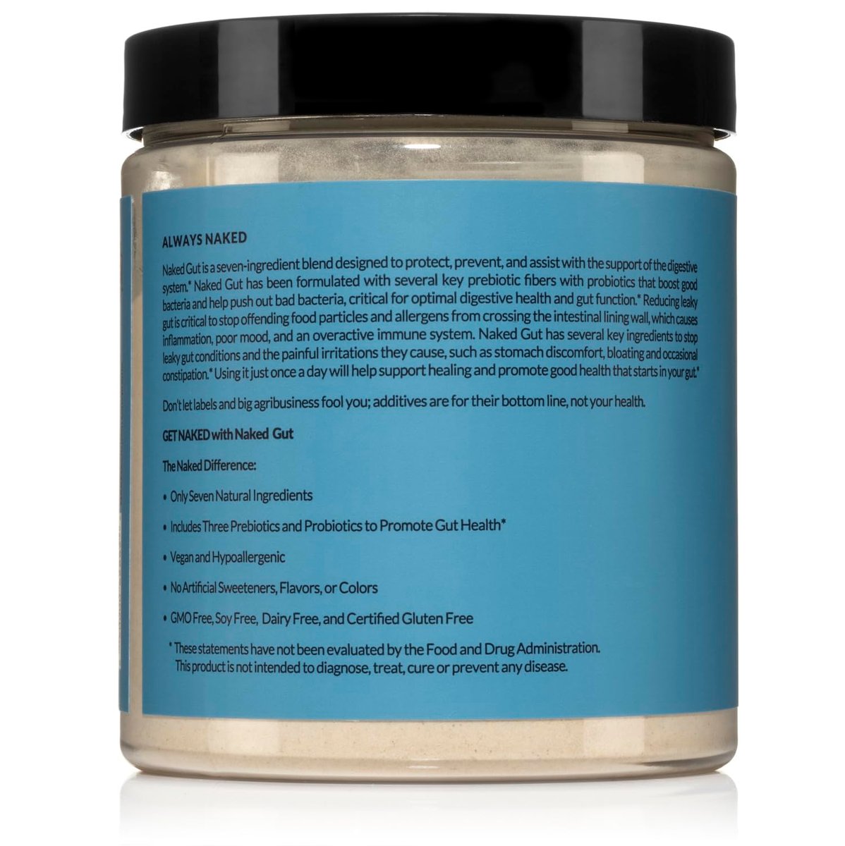 NAKED Gut – Tägliches Darmgesundheits-Pulver mit Präbiotika für Darmreinigung & Verdauungsunterstützung – GVO-frei, sojafrei, glutenfrei, vegan & hypoallergen, 40 Portionen
