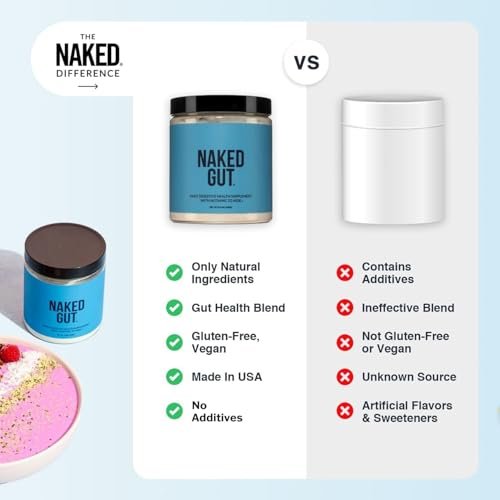 NAKED Gut – Tägliches Darmgesundheits-Pulver mit Präbiotika für Darmreinigung & Verdauungsunterstützung – GVO-frei, sojafrei, glutenfrei, vegan & hypoallergen, 40 Portionen