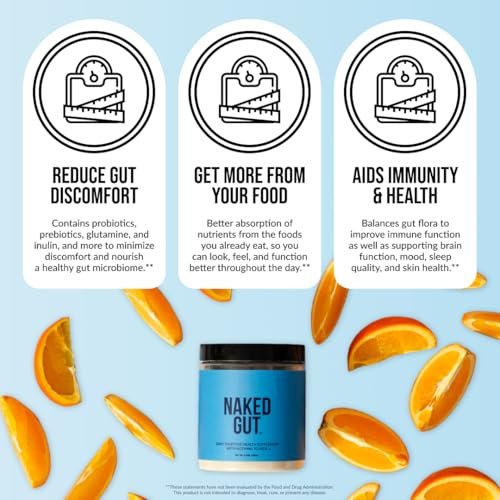 NAKED Gut – Tägliches Darmgesundheits-Pulver mit Präbiotika für Darmreinigung & Verdauungsunterstützung – GVO-frei, sojafrei, glutenfrei, vegan & hypoallergen, 40 Portionen