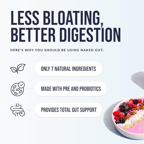 NAKED Gut – Tägliches Darmgesundheits-Pulver mit Präbiotika für Darmreinigung & Verdauungsunterstützung – GVO-frei, sojafrei, glutenfrei, vegan & hypoallergen, 40 Portionen