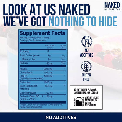 NAKED Gut – Tägliches Darmgesundheits-Pulver mit Präbiotika für Darmreinigung & Verdauungsunterstützung – GVO-frei, sojafrei, glutenfrei, vegan & hypoallergen, 40 Portionen