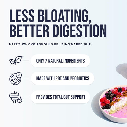 NAKED Gut – Tägliches Darmgesundheits-Pulver mit Präbiotika für Darmreinigung & Verdauungsunterstützung – GVO-frei, sojafrei, glutenfrei, vegan & hypoallergen, 40 Portionen