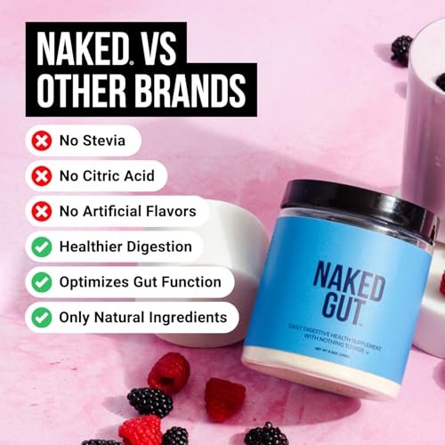 NAKED Gut – Tägliches Darmgesundheits-Pulver mit Präbiotika für Darmreinigung & Verdauungsunterstützung – GVO-frei, sojafrei, glutenfrei, vegan & hypoallergen, 40 Portionen