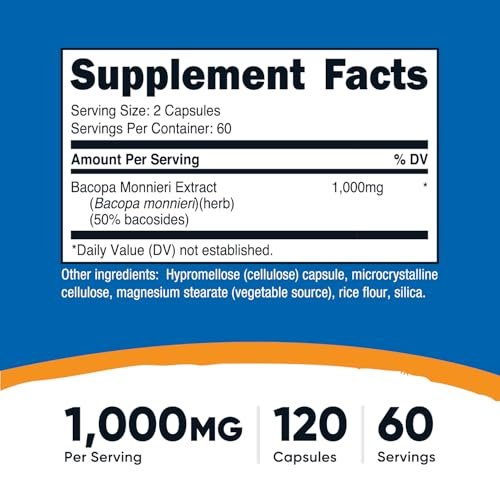 Nutricost Bacopa Monnieri 1.000 mg, 120 Kapseln (60 Portionen) - Non-GMO, Glutenfrei, Vegetarierfreundlich