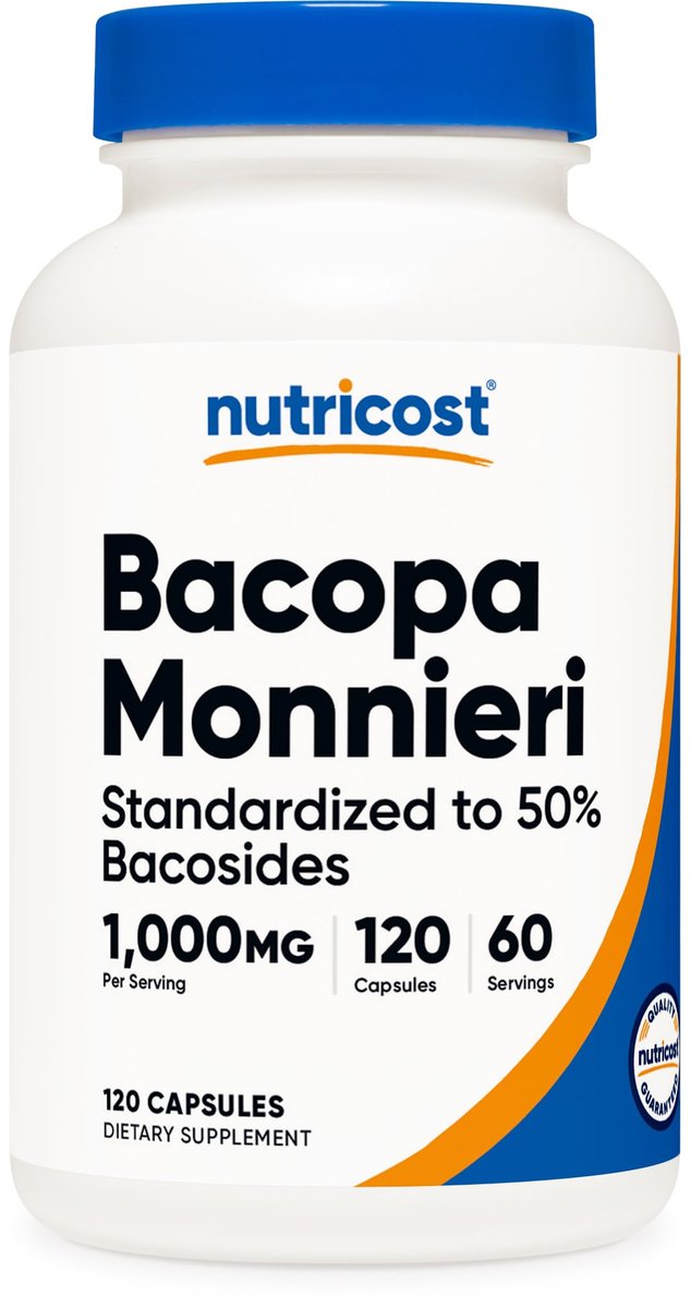Nutricost Bacopa Monnieri 1.000 mg, 120 Kapseln (60 Portionen) - Non-GMO, Glutenfrei, Vegetarierfreundlich