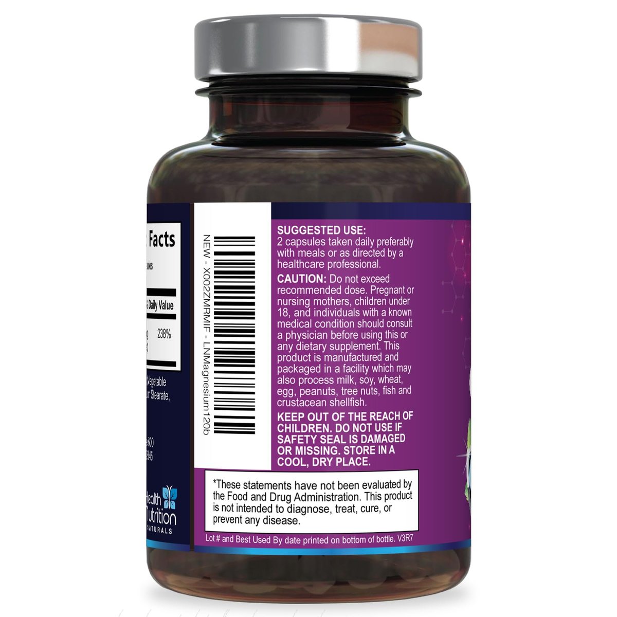 Magnesiumcitrat 1000mg pro Portion – Hochdosierte Magnesium-Pulver-Kapseln für Muskel-, Nerven-, Knochen- und Herzgesundheit – Glutenfrei, Nicht-GVO – 120 Kapseln