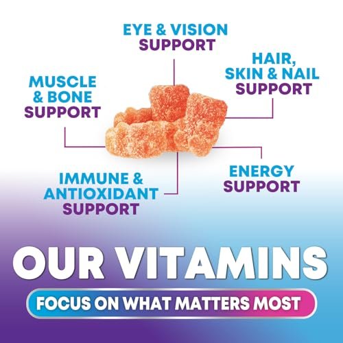 Multivitamin Gummis für Erwachsene - Hochwertige Vitamine A, C, D, E & B12 für Frauen und Männer - Tägliche Immununterstützung - 120 Gummis