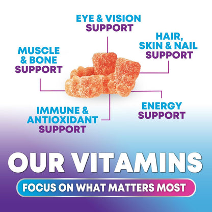 Multivitamin Gummis für Erwachsene - Hochwertige Vitamine A, C, D, E & B12 für Frauen und Männer - Tägliche Immununterstützung - 120 Gummis