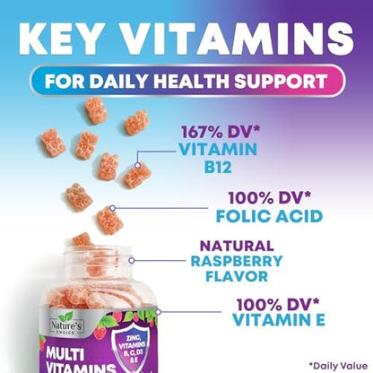 Multivitamin Gummis für Erwachsene - Hochwertige Vitamine A, C, D, E & B12 für Frauen und Männer - Tägliche Immununterstützung - 120 Gummis