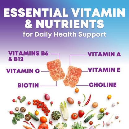 Multivitamin Gummis für Erwachsene - Hochwertige Vitamine A, C, D, E & B12 für Frauen und Männer - Tägliche Immununterstützung - 120 Gummis