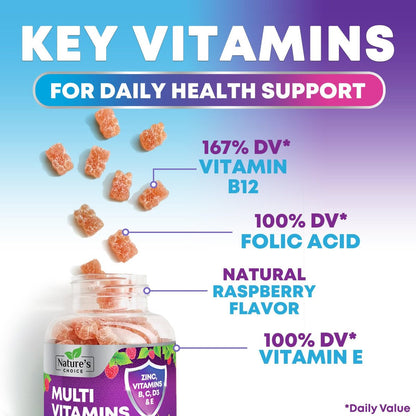 Multivitamin Gummis für Erwachsene - Hochwertige Vitamine A, C, D, E & B12 für Frauen und Männer - Tägliche Immununterstützung - 120 Gummis