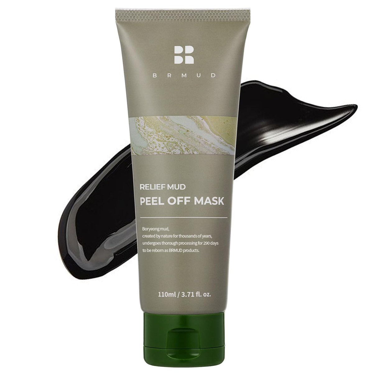 BRMUD Relief Mud Peel Off Mask – Sanfte, hypoallergene, peelende Tiefenreinigung für Mitesser und Kontrolle von Hauttalg – Koreanische Hautpflege für alle Hauttypen (110 ml)