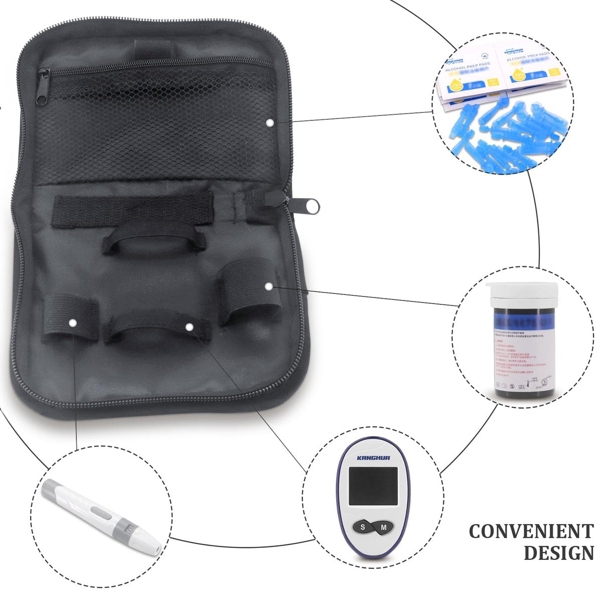 Hooshion Diabetes Travel Case – Diabetiker-Organizer-Aufbewahrungstasche für Blutzuckermessgerät und Zubehör