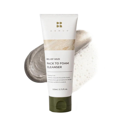 BRMUD Relief Mud Pack to Foam Cleanser – 2-in-1 Reinigender & Feuchtigkeitsspendender Koreanischer Schaumton-Gesichtsreiniger für Porenkontrolle & Talgregulierung (110 ml)