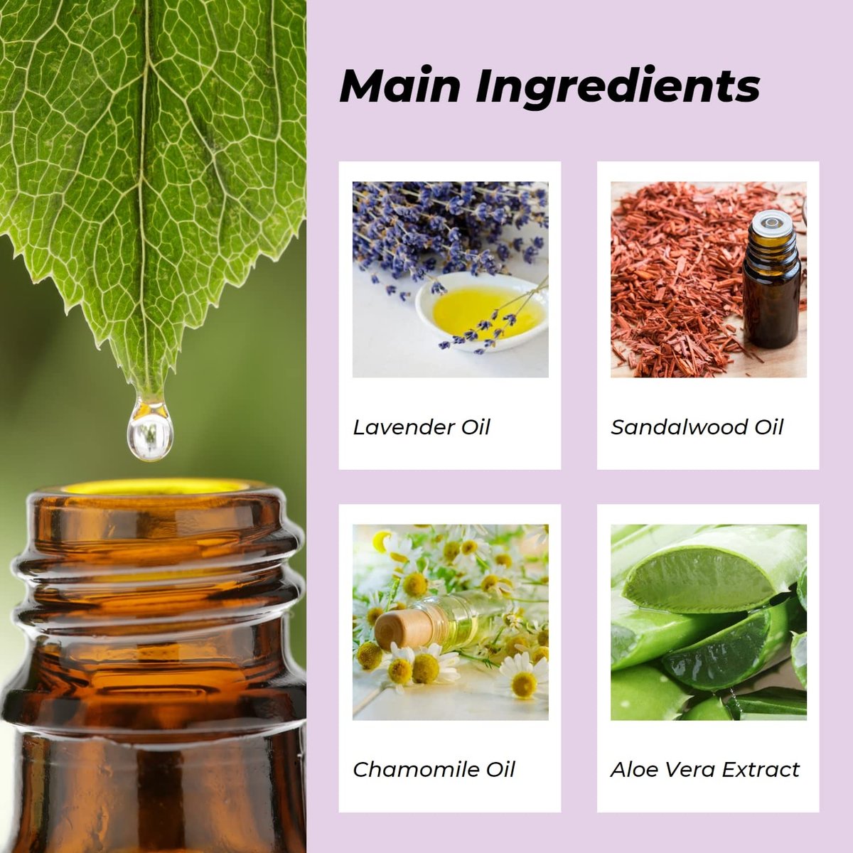 Benatu Lavendel-Sandelholz Ätherisches Öl Spray für Körper und Haare, 4 fl oz – Mehrzweck-Naturduft Aromatherapie Raumspray für Kissen, Stoffe, Bettwäsche, Auto