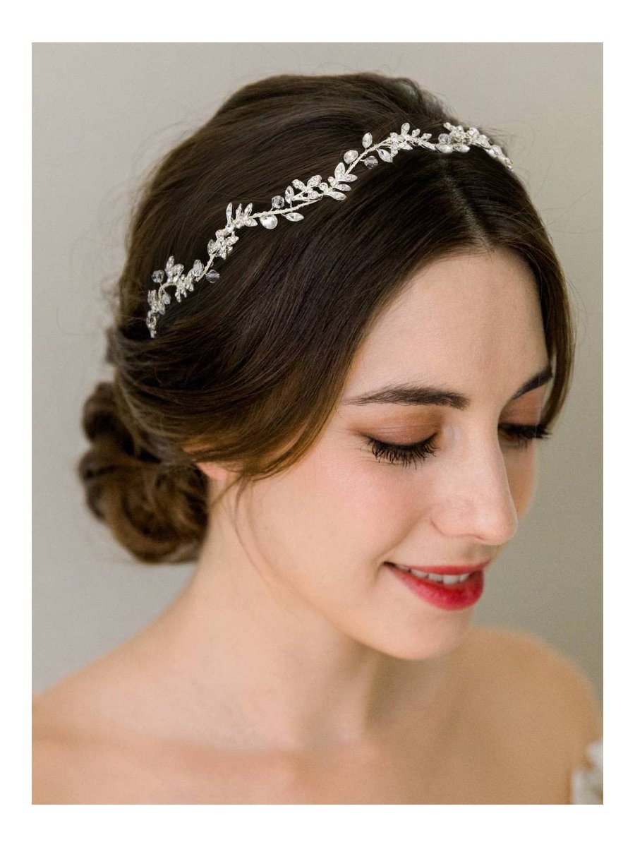 SWEETV Strass-Stirnband für Braut – Silber Kristall Hochzeitskopfschmuck für Bräute, Brautjungfern und Blumenmädchen