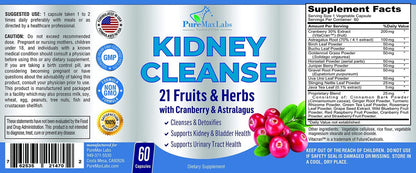 YUMMYVITE Kräuter-Nierenreinigung mit Cranberry-Extrakt, Astragalus – 21 Früchte & Kräuter – Detox & Reinigung für Harnwege & Blasengesundheit, Nierenunterstützung, 60 vegane Kapseln
