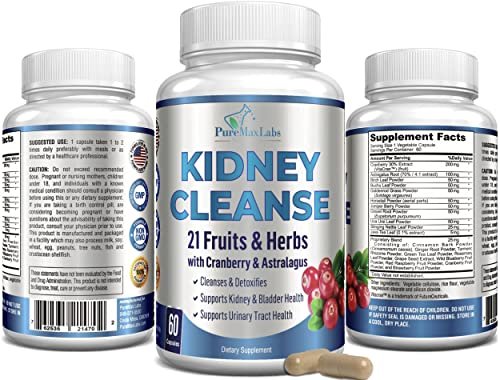YUMMYVITE Kräuter-Nierenreinigung mit Cranberry-Extrakt, Astragalus – 21 Früchte & Kräuter – Detox & Reinigung für Harnwege & Blasengesundheit, Nierenunterstützung, 60 vegane Kapseln