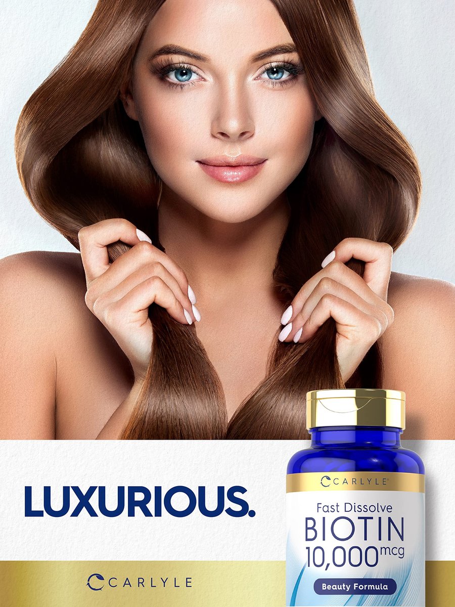 Carlyle Biotin 10.000 mcg | 500 Fast Dissolve Tabletten | Für Haare, Haut und Nägel | Höchste Stärke | Vegetarisch, Nicht-GVO, Glutenfrei
