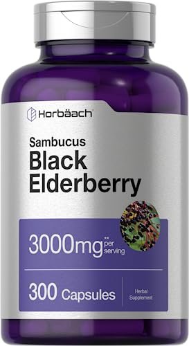 Horbäach Schwarzer Holunder | 300 Kapseln | Sambucus Nahrungsergänzung | Non-GMO & Glutenfrei
