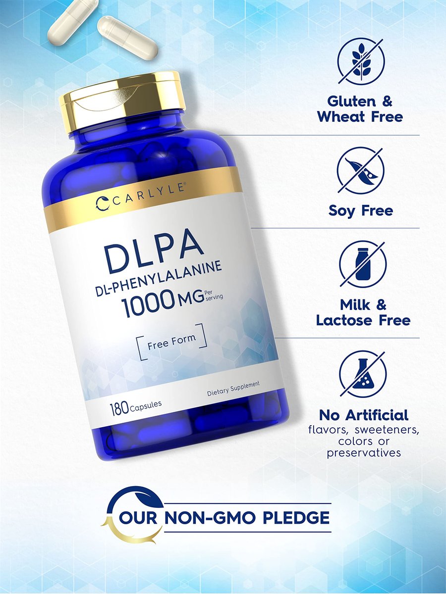 Carlyle DL-Phenylalanin | 1000 mg | 180 Kapseln | Nicht-GVO und glutenfrei | DLPA Freiform-Ergänzung