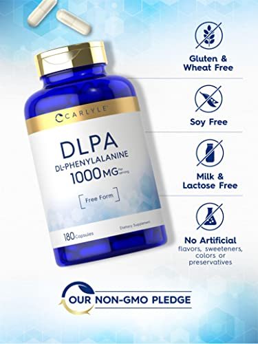 Carlyle DL-Phenylalanin | 1000 mg | 180 Kapseln | Nicht-GVO und glutenfrei | DLPA Freiform-Ergänzung