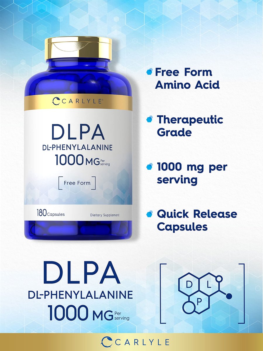 Carlyle DL-Phenylalanin | 1000 mg | 180 Kapseln | Nicht-GVO und glutenfrei | DLPA Freiform-Ergänzung