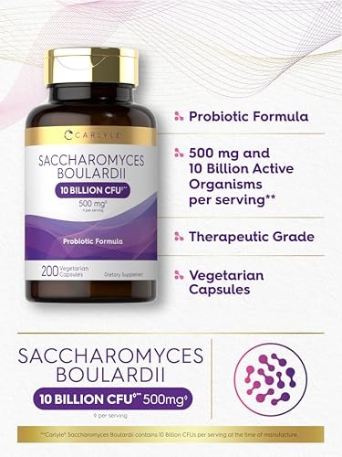 Carlyle Saccharomyces Boulardii Probiotika & Präbiotika | 10 Milliarden KBE | 200 Kapseln | XXL-Vorteilspackung | Non-GMO, Glutenfrei