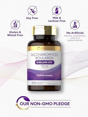 Carlyle Saccharomyces Boulardii Probiotika & Präbiotika | 10 Milliarden KBE | 200 Kapseln | XXL-Vorteilspackung | Non-GMO, Glutenfrei
