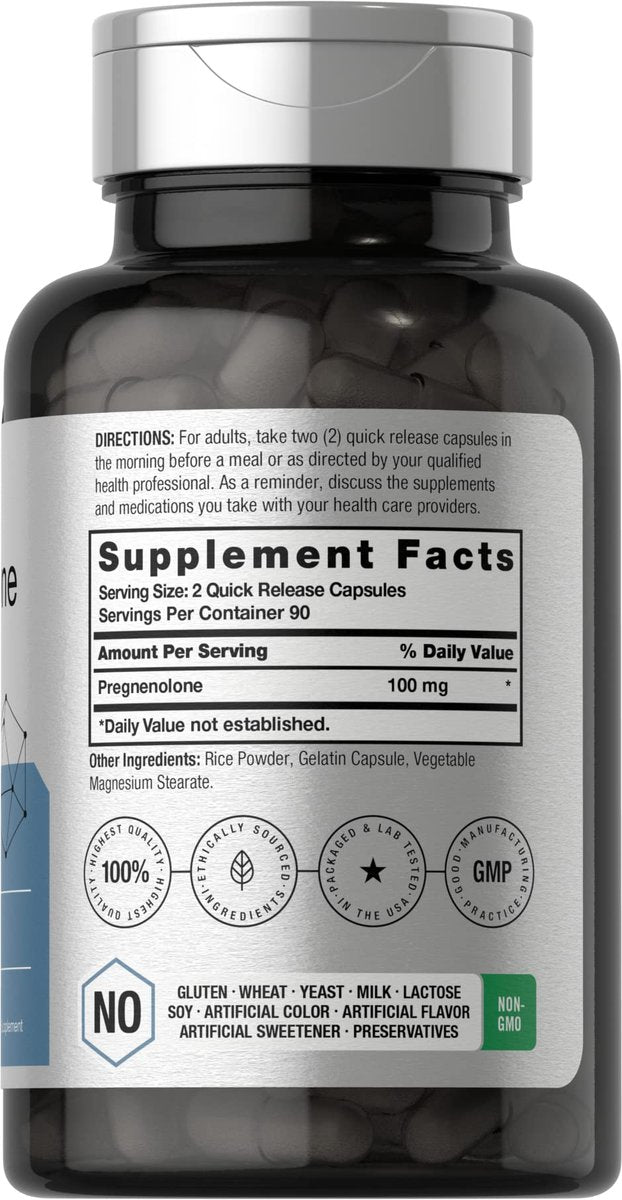 Horbäach Pregnenolon 100mg | 180 Kapseln | Non-GMO & Glutenfrei