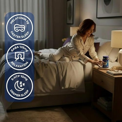 Dream Water Sleep Gummies (60 Stück) – Einschlafhilfe für Erwachsene mit 5 mg Melatonin, GABA, 5-HTP – Natürlicher Snoozeberry-Geschmack (Blaue Himbeere) – Zuckerfrei, Glutenfrei, Vegan