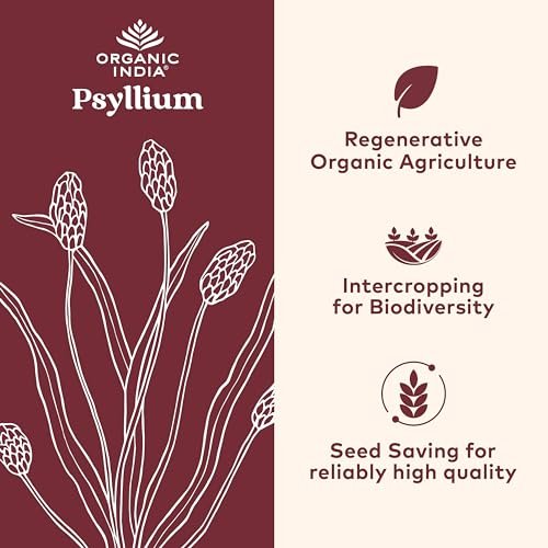 ORGANIC INDIA Psyllium Husk Kapseln – Ballaststoff Ergänzung, Gesunde Verdauung – Vegan, Keto geeignet, Glutenfrei, USDA Bio, Nicht-GVO, Lösliche & Unlösliche Ballaststoffe – 180 Kapseln