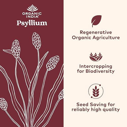 ORGANIC INDIA Psyllium Husk Kapseln – Ballaststoff Ergänzung, Gesunde Verdauung – Vegan, Keto geeignet, Glutenfrei, USDA Bio, Nicht-GVO, Lösliche & Unlösliche Ballaststoffe – 180 Kapseln