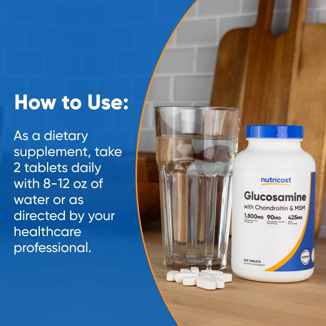Nutricost Glucosamin 1800mg mit Chondroitin & MSM, 240 Tabletten, 120 Portionen - Non-GMO, Glutenfrei