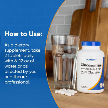 Nutricost Glucosamin 1800mg mit Chondroitin & MSM, 240 Tabletten, 120 Portionen - Non-GMO, Glutenfrei