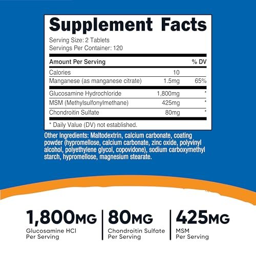 Nutricost Glucosamin 1800mg mit Chondroitin & MSM, 240 Tabletten, 120 Portionen - Non-GMO, Glutenfrei