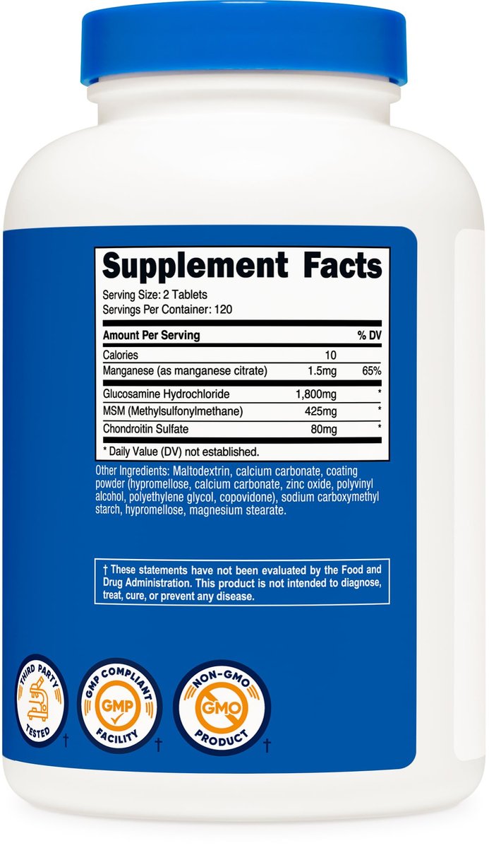 Nutricost Glucosamin 1800mg mit Chondroitin & MSM, 240 Tabletten, 120 Portionen - Non-GMO, Glutenfrei
