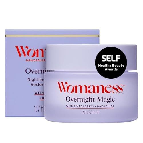 Womaness Overnight Magic Nacht- & Tagescreme für Frauen - Anti-Aging-Creme mit Hyaluronsäure & Bakuchiol - Feuchtigkeitsspendende Gesichtscreme für Tag und Nacht – Produkte für strahlende Haut im Alter – 1,7 oz