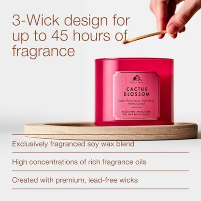 Bath & Body Works Cactus Blossom 3-Docht-Kerze – Duftkerze für Zuhause – Lang anhaltender, raumfüllender Duft – Hohe Duftölkonzentration – Sojawachsmischung