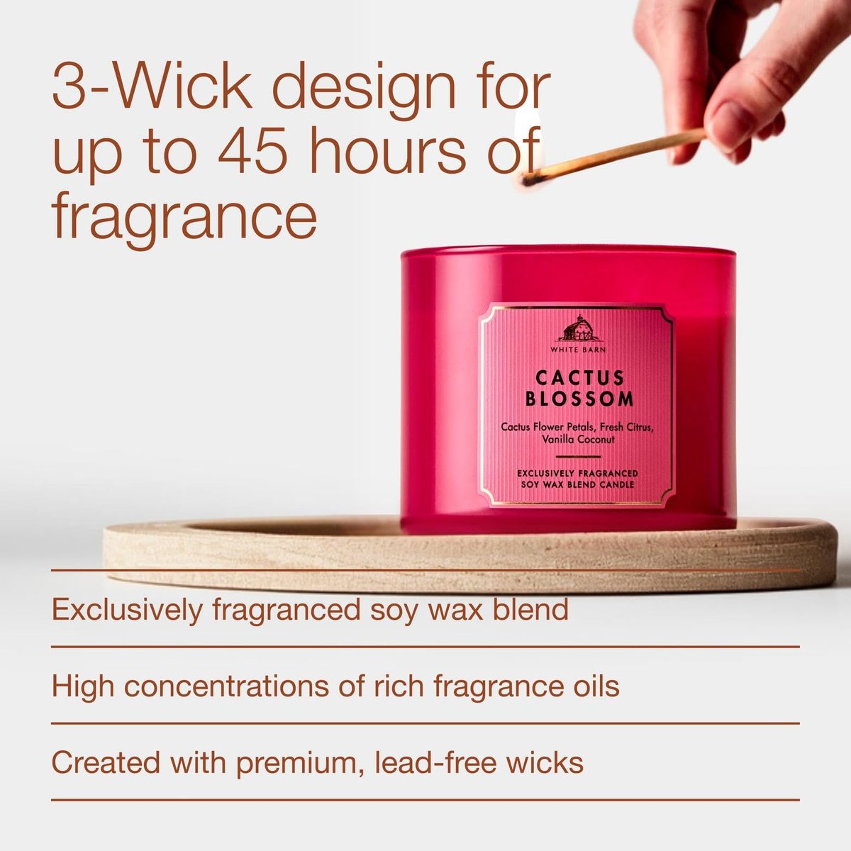 Bath & Body Works Cactus Blossom 3-Docht-Kerze – Duftkerze für Zuhause – Lang anhaltender, raumfüllender Duft – Hohe Duftölkonzentration – Sojawachsmischung